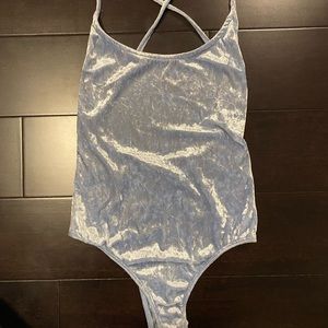 BABY BLUE  VELVET BODY SUIT